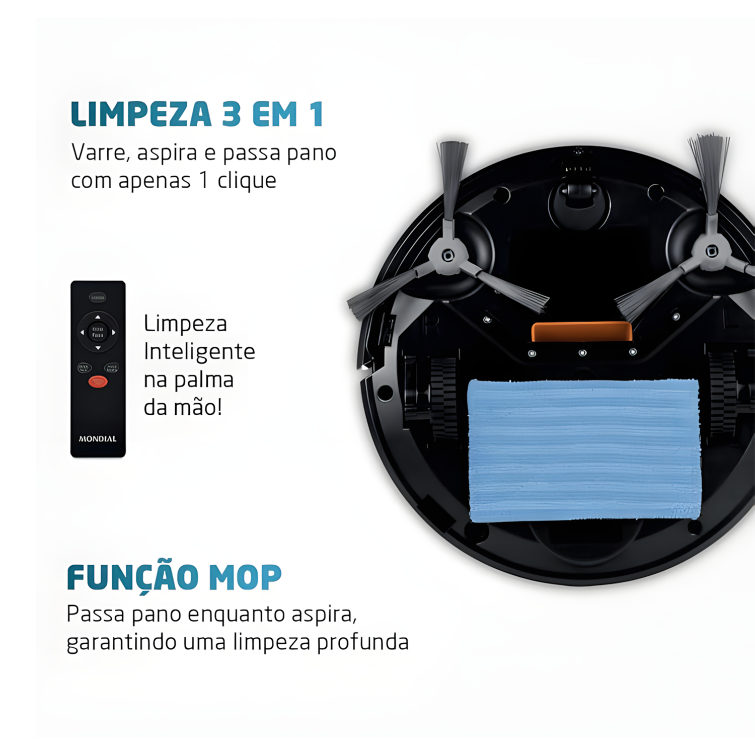 Aspirador De Po Robô Multi Clean Mondial Rb-03 Bivolt 30w Aspirador De Po Robô Multi Clean Mondial Rb-03 Bivolt 30w
